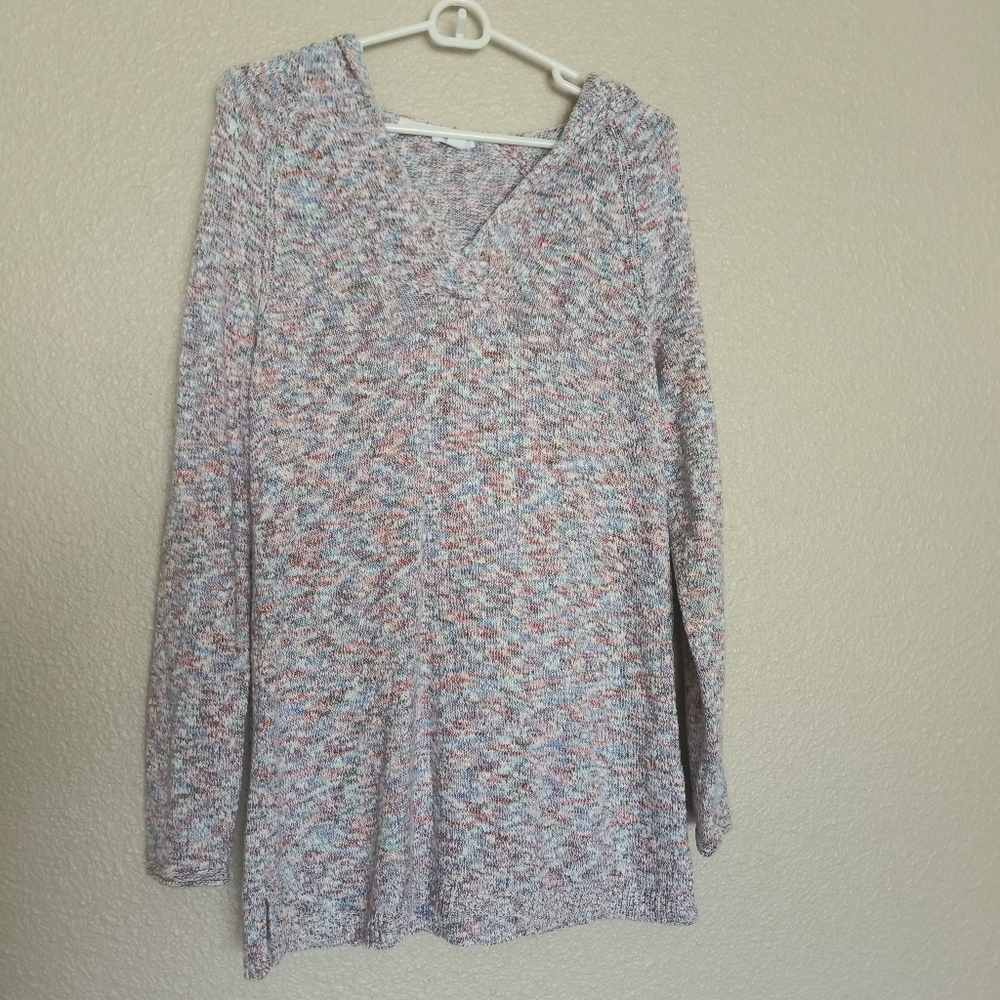 J.Jill long sleeve multicolor hooded sweater sizes xs women embroidery